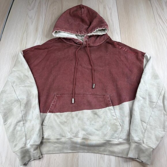 Eckhaus Latta Womens Maroon White Color-Block Hoodie Sweatshirt Size L - Picture 1 of 11